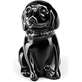 Jovivi Black Obsidian Dog Crystal Figurines Home Decor Carved Gemstone Pet Animal Cute Puppy Dog Statue Stone Energy Sculpture Healing Crystals Gifts for Women Men