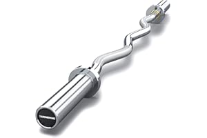 E.T.ENERGIC 47" Olympic EZ Curl Bar 500-lbs Capacity Steel Barbell Suitable for 2" Weight Plates, 2-Inch Curl Bar for Weight Lifting,Hip Thrusts,Squat,Biceps-Home Gym Weight Bar