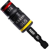 Klein Tools 32931 3-in-1 SAE Impact Socket Set, Impact Rated 2-Inch Shaft | 1 Flip Socket with 1/4 and 5/16 Nut Driver Sizes and 1/4-Inch Bit Holder
