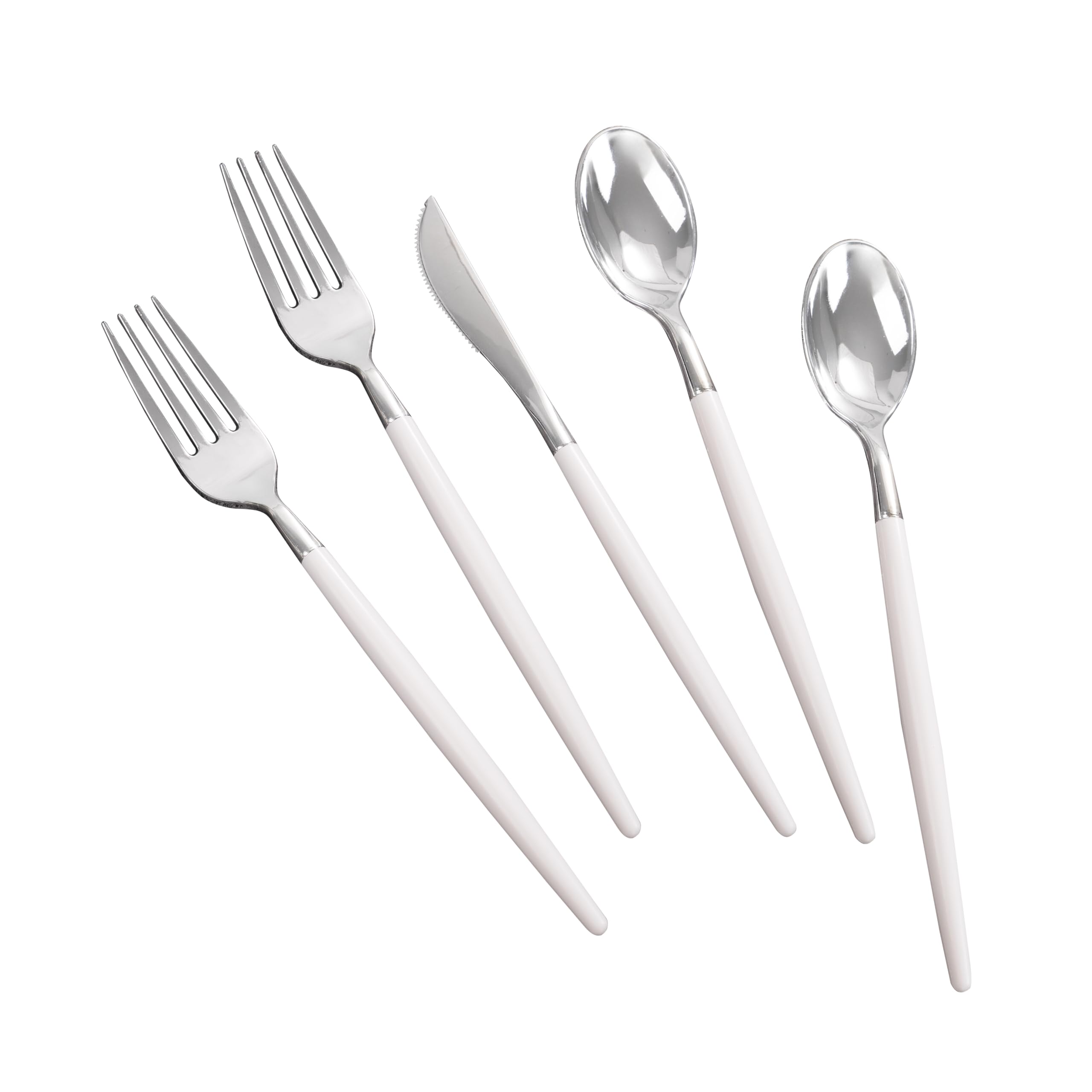 Photo 1 of MirthMood 60 PCS Plastic Silverware,Disposable Silverware,Disposable Utensils Heavy Duty,Plastic Cutlery Set,Includes:20 Knives, Forks and Spoons for Party, Birthday,Wedding