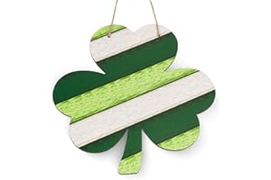 AKEROCK St Patricks Day Door Decorations, Shamrock Wooden Sign for Saint Patrick's Day Decor, Shamrock Hanging Decoration for Front Door and Wall