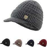LLmoway Men Women Winter Knit Visor Cuff Beanie Fleece Lined Warm Ski Skull Cap