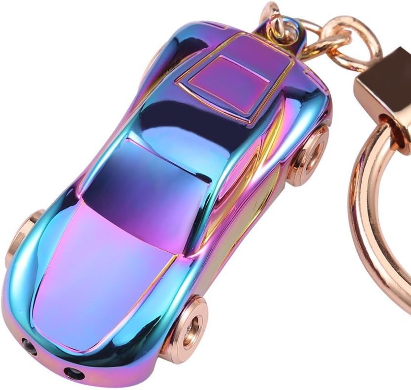 Car Key Chain w/ Flashlights, Car Key Rings with 2 Modes Bright LED Light, mini SUV model (Silver) [Energy Class A+++]