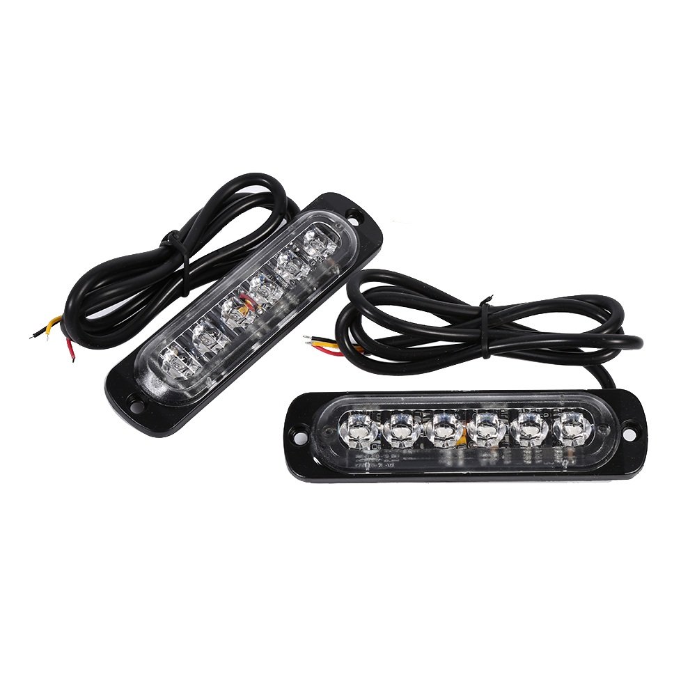 Emergency Side Warning Lights, 2pcs 12/24V 6 LED Emergency Warning Light Car Strobe Hazard Flashing Lamp (Blue)