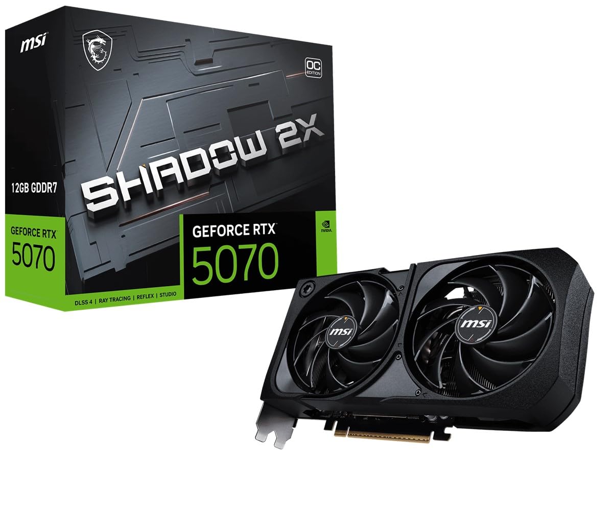 MSI GeForce RTX 5070 12G Shadow 2X OC - 12GB GDDR7 (28Gbps/192-bit), PCIe 5, Boost: 2542 MHz, HDMI 2.1b, DisplayPort 2.1b