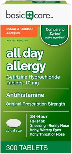 Amazon Basic Care All Day Allergy Cetirizine Hcl Tablets 10 mg, 300 Count