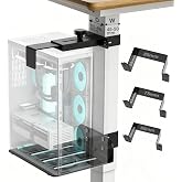Under Desk PC Mount - Fits 3 Fixed Desk Leg Sizes, CPU Holder Under Desk | No Drilling 40 lb Capacity, Adjustable Clamp-on Desk Leg PC Mount for Standing Desk, with Non-Slip Pads, Black