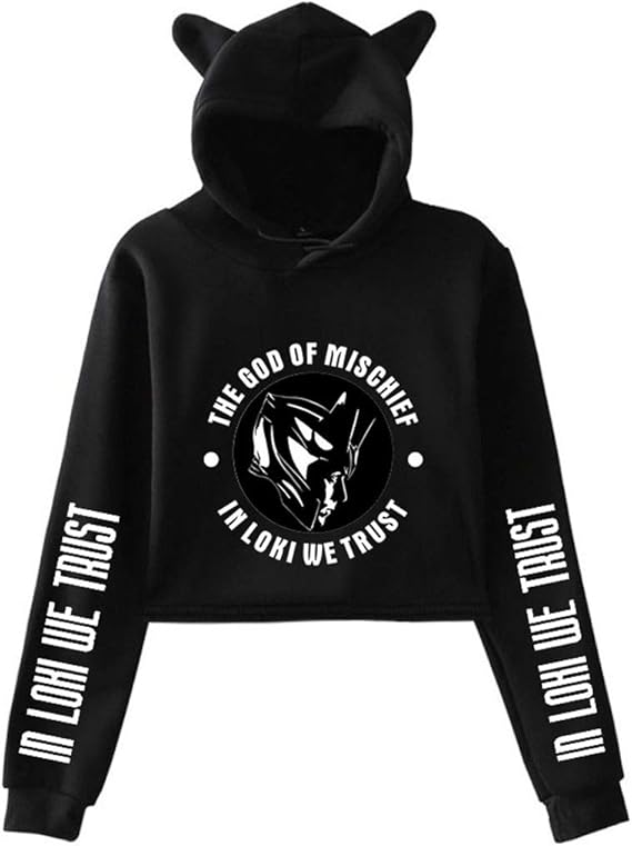 IGSDMR Loki Crop Hoodie Sweatshirts Women Kawaii Cat Women Pullover (2,2X-Small): Amazon.co.uk 