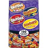 Skittles and Starburst Halloween Candy Bag, 190 Fun Size Pieces, 79.13 ounces