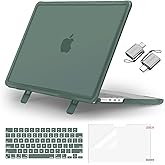MOSISO Compatible with MacBook Pro 14 inch Case 2026-2021 M5 M4 M3 M2 M1 A3434 A3112 A3185 A3401 A2918 A2992 A2779 A2442, Heavy Duty Hard Case with Stand&Keyboard Skin&Screen Film&Type C,Emerald Green