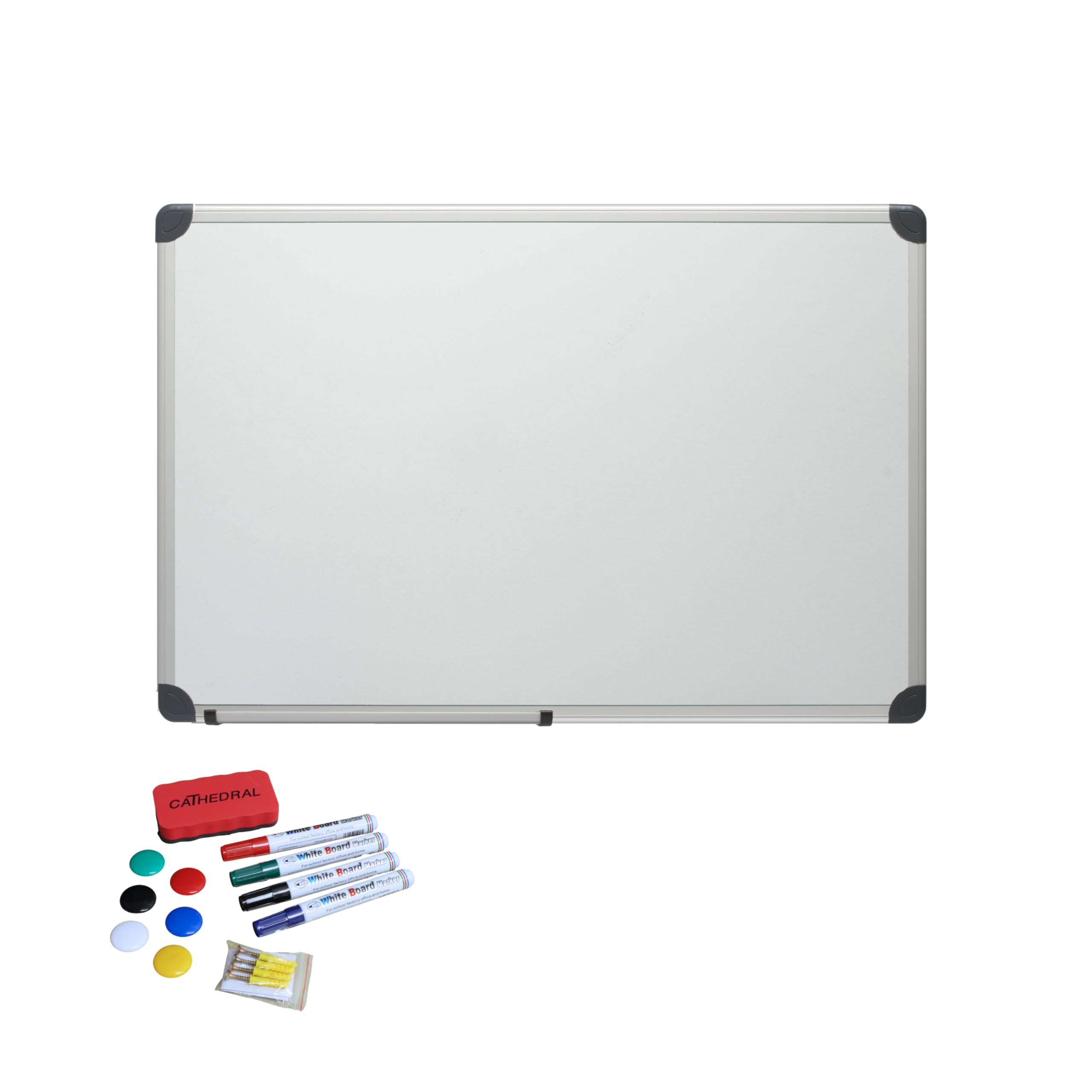 Cathedral Products 45 x 60cm Magnetic Dry Erase Whiteboard with Aluminium Frame - Can Be Mounted Landscape or Portrait