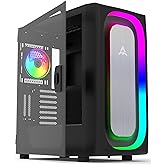 ALSEYE Ai-Pro Black E-ATX Gaming PC Case with Pre-Installed Halo-Pro ARGB Fan LED Strip in Front Panel Tempered Glass Side Panel Supports for 7x120mm Fans &amp; 360mm Radiators (Black)