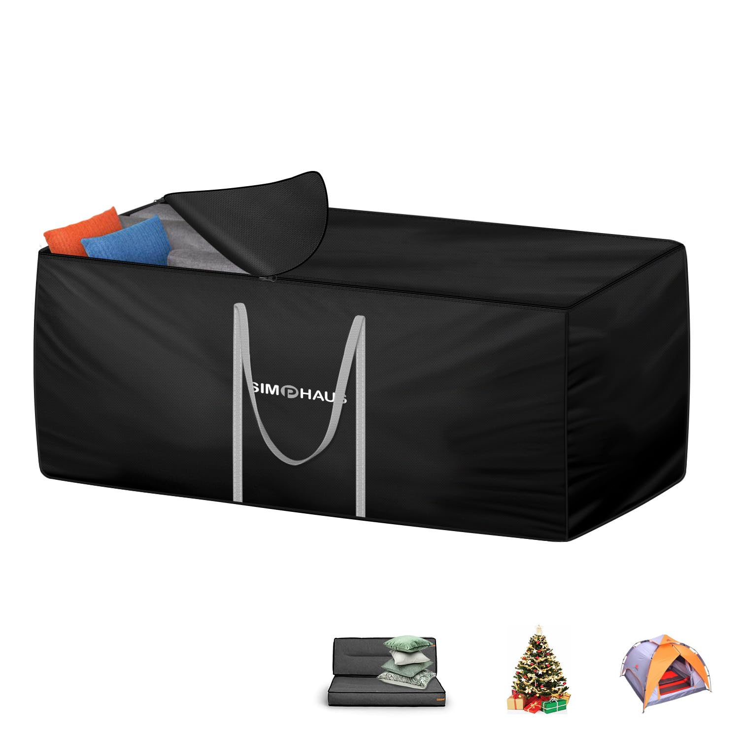 SIMPHAUS Storage Bags for Garden Cushions,Garden Furniture Cushion Storage Bag for Camping Mattress Blanket,Christmas Tree Storage Bag with Carry Handle,Anti UV 420D Oxford Fabric 150x60x80cm