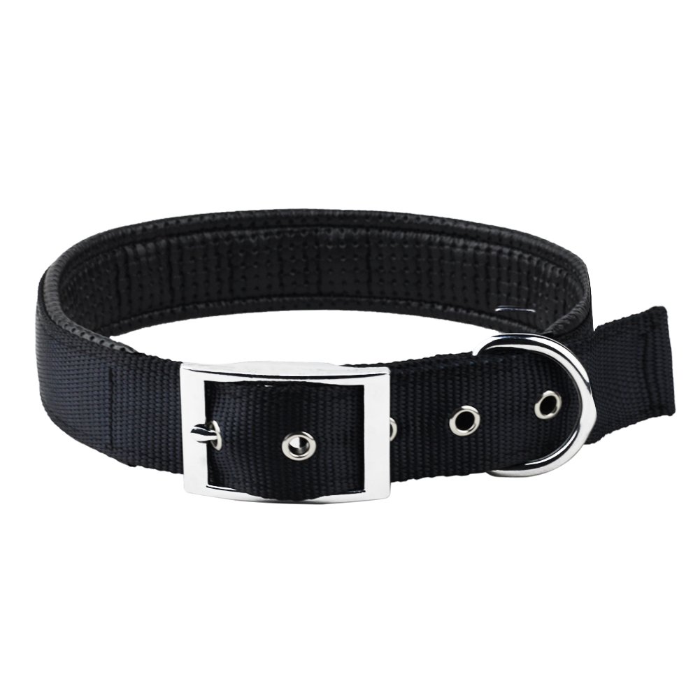 Nuheby Pet Collar Durable Nylon Adjustable with Metal D Ring & Buckle Available in 2 Colors for Dog Cat Puppy Small Medium Dogs (Black)