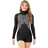 Alexandra Collection Youth Shine On Rhinestone Long Sleeve Biketard
