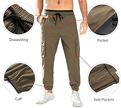 JMIERR Work Pants for Men Stretch Elastic Waist