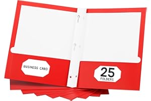 VZCPYTPM Red 2-Pocket Folder with Prongs,25 Packs File Folder Letter Size,3 Metal Prong Folder,Two Pocket Folders for Classroom,Office and Home
