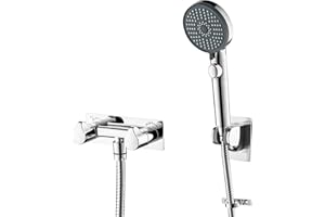 BEIYI RV Shower Faucet Chrome, Metal 4" Camper Shower Faucets with Hose and Shower Replacement RV Outside Shower Faucet for Camper, Motorhome