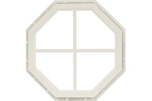 APPLE OUTDOOR SUPPLY Shed Window 14" Octagon Gable J-Lap White, Tempered Glass, for Sheds, Playhouses, and Chicken Coops 1 PK (WOCT14WJ-BX1)