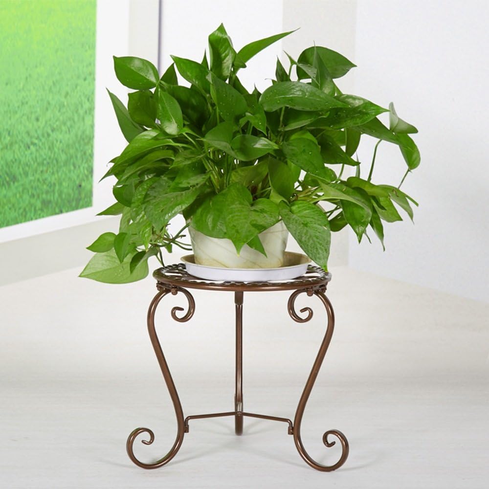 LIZX Modern Simplicity Style Iron Material Single Layer Floorstanding Style Flower Pot Shelf, Garden Bedroom Balcony Living Room Corridor Flower Racks (2425cm) ( Color : Brass , Size : 2425cm )