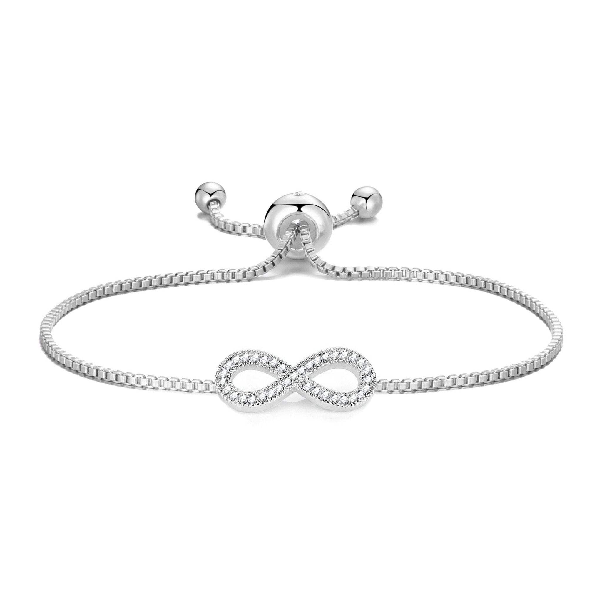 Philip Jones Silver Plated Infinity Friendship Slider Bracelet Created with Zircondia® Crystals