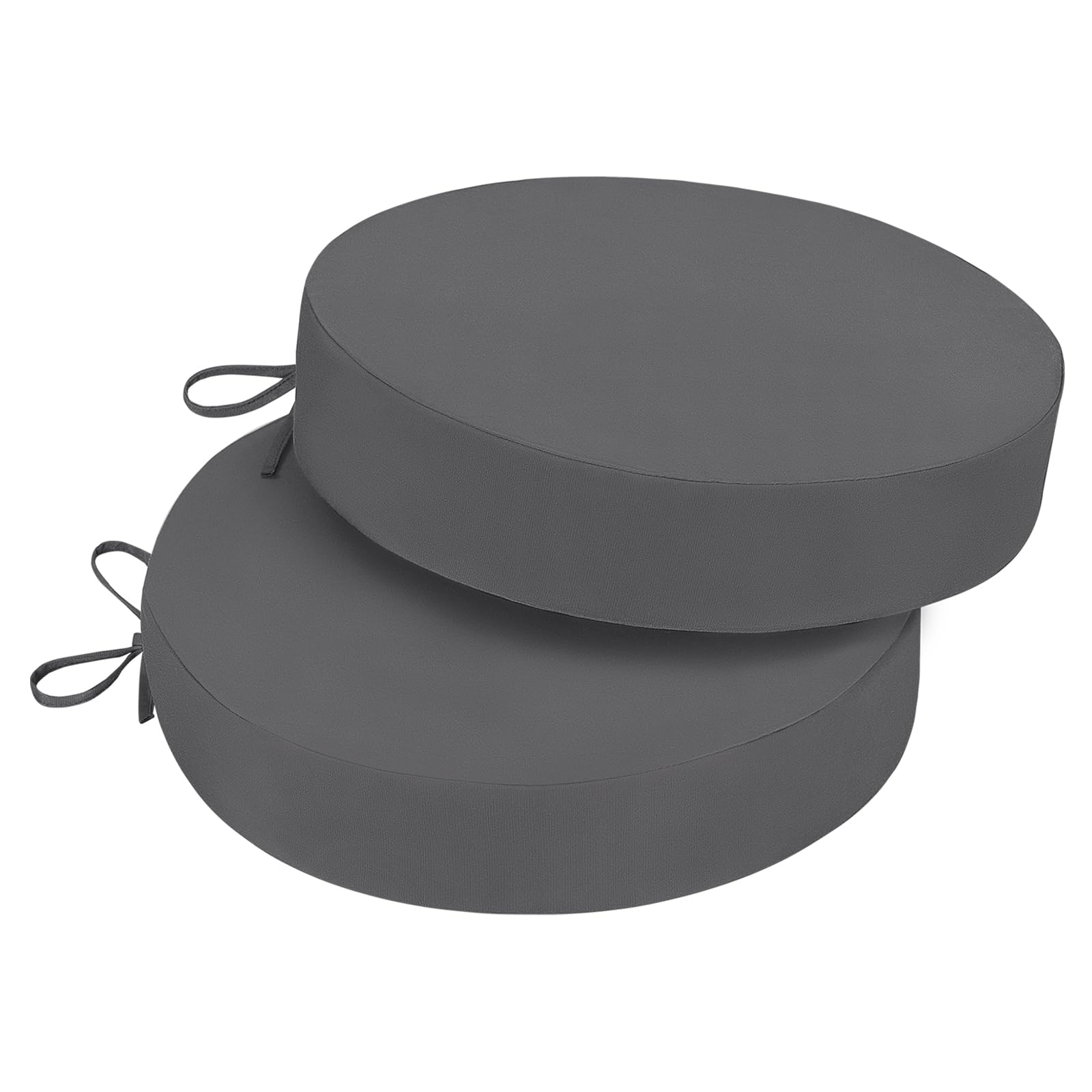 Photo 1 of ****missing covers***Wellsin Outdoor Bistro Chair Cushions, 3-Layer Waterproof Round Outdoor Cushions with Removable Covers, Outdoor Chair Cushions Set of 2, 15x15x3 Inch, Dark Grey