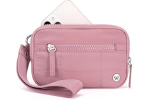 WESTBRONCO Wristlet Wallets for Women Nylon Quilted RFID Wallet with 3 Zipper Purse for Travel