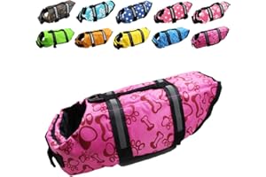 Snik-S Dog Life Jacket- Preserver with Reflective Stripes and Adjustable Belt, Pet Swimming Jacket for Short Nose Dog(Pug,Bulldog,Poodle)