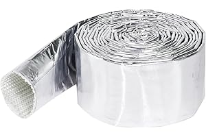 BuyUneed Car Aluminized Sleeving Heat Sheathing Roll - Heat Radiant and Prevent Vapor Lock Heat Shield for Brake Cable/Fuel Line/Spark Plug (1-1/2inch(I.D. Wide) - 72'')