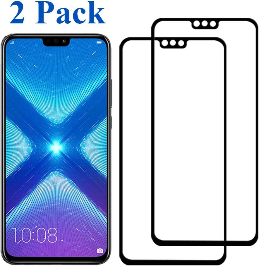 stilluxy 【2-Pack】 Honor 8x screen protector 2018 Compatible with Huawei Honor8x Shockproof [9D Curved Surface] [High Definition] Huwei honorx8 8 x Proetective Film 6.5 inch 2 Pack (Black)