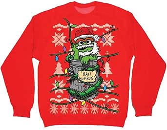 Oscar The Grouch Ugly Christmas Sweater Sesame Street Bah Humbug Sweatshirt Xmas (2XL): Amazon 