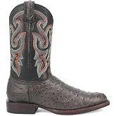 Dingo Mens Ranger Leather Ostrich Print Round Toe Casual Boots Mid Calf