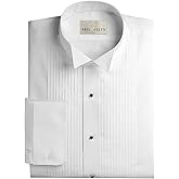 NEIL ALLYN Men's Slim FIT Wing Collar 1/4" Pleats Tuxedo Shirt-L-34-35 White
