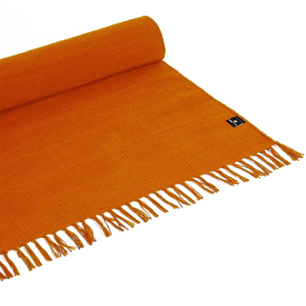 Yoga Studio Organic Yoga Mat Rug - 196cm x 70cm Saffron Yoga Rug with Tassels, Cotton Yoga Rug for Meditation, Relaxation, and Hot Yoga
