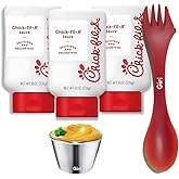 chikfila Orginal Sauce 8 oz. (3-pack) Squeeze Bottle Resealable Container Bundle with Giri&trade; Plastic Spork and Stainless Steel Condiment Sauce Cup (3 Items)