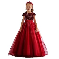 Nileafes Flower Girl Pageant Sequins Dress Princess