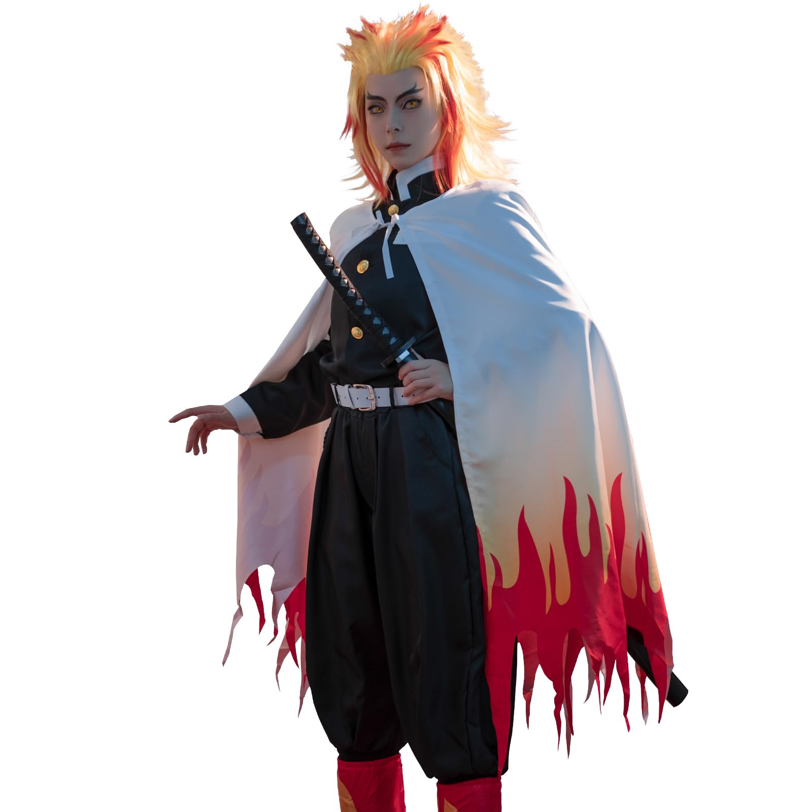 CR Rolecos Rengoku Cosplay Outfit - Adult Rengoku Costume - Kamado Halloween Uniform - XXL — image 1