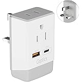 UK Ireland Hong Kong Plug Adapter, Ceptics International Power Plug with USB & USB-C - 2 USA Socket, QC 3.0 & PD - Type G Out