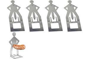 Funny BBQ Stand Man Hot Dog Holder(4Pack) - Reusable Stainless Steel Hotdog and Sausage Stand-Portable Hot Dog Roaster-Barbec