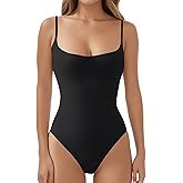 Veugol Women Spaghetti Strap Square Neck Bodysuit Backless Camisoles Halter Body Suits Tank Top Tummy Control Shapewear