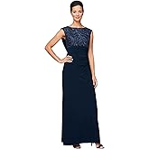 Alex Evenings Women's Long Cowl Back Mother of The Bride Dress, Formal Event, Wedding Guest Gown (Petite and Regular Sizes)