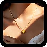 TseanYi Yellow Daisy Pendant Necklace Vintage Little Daisy Choker Necklace Sunflower Tiny Chain Necklaces Adjustable Flower Snake Chain Necklaces Charm Jewelry for Women