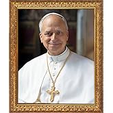 Pope Leo XIV Formal Portrait Framed Art - Standard Gold Framed Canvas Print | Made in The USA (8x10)