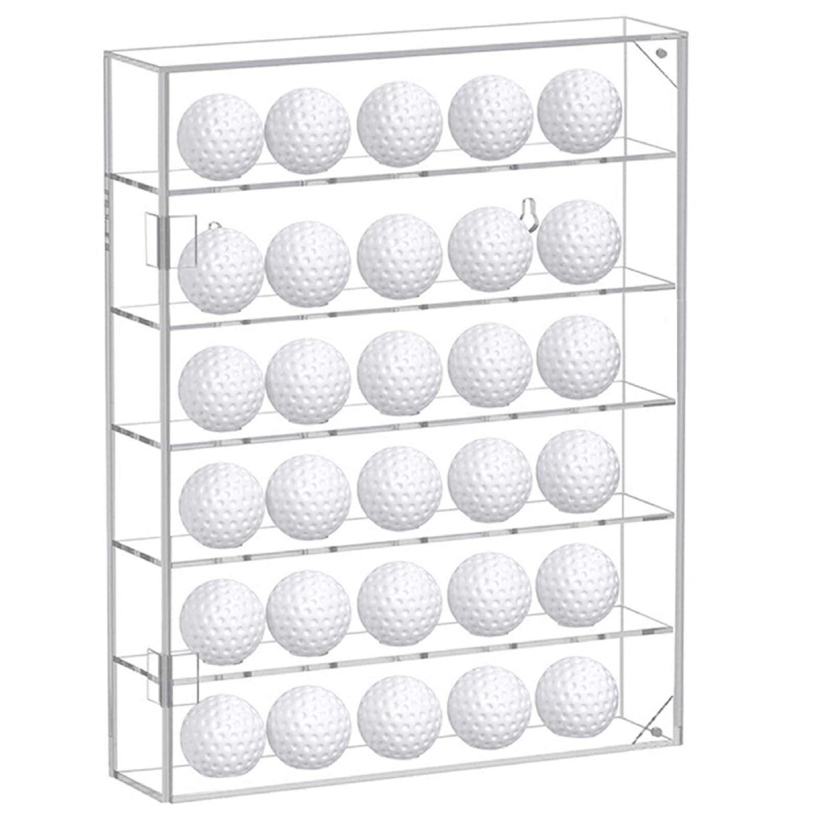 HPGJLEE Clear Acrylic Golf Ball Display Stand, 6-Tier Display Rack with Door, Golf Ball Holder Showcase Display Cabinet for 30 Balls