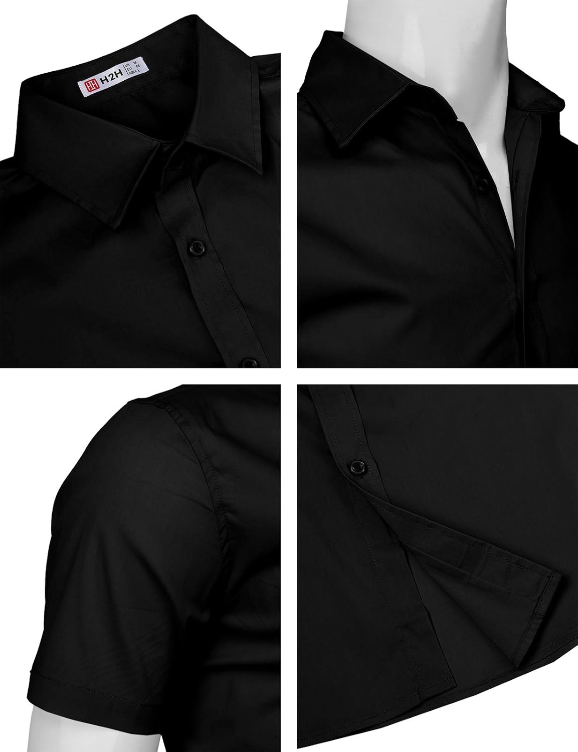 H2H Mens Dress Slim Fit Shirts Short Sleeve Business Shirts Basic Designed Breathable at  Men’s Clothing store