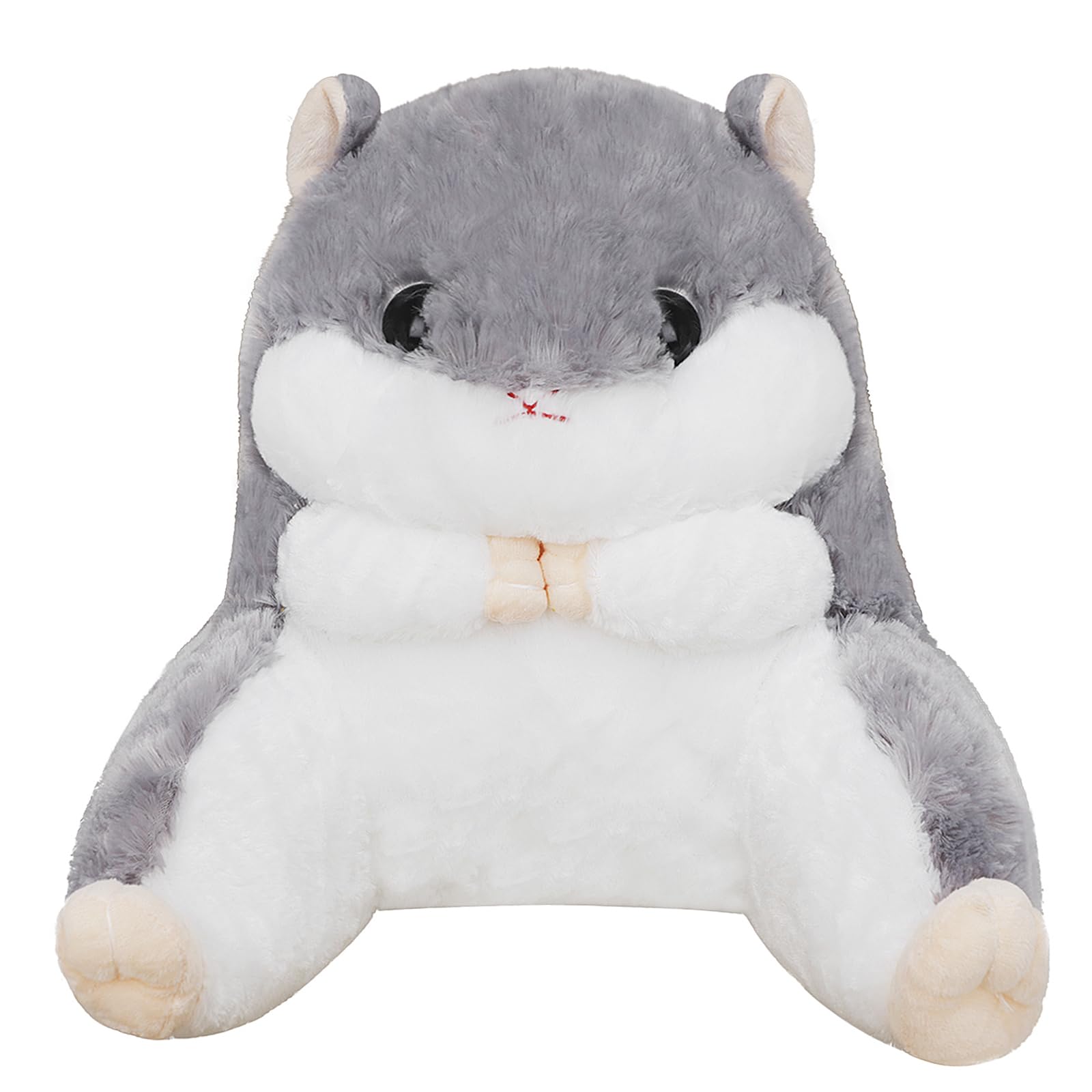 Plush Hamster Throw Pillow Bed/Sofa/Tatami/Floor Backrest for Reading Gaming Watching TV Relieve Pain Lumbar Support Cushion Back Waist Support Cushion for Pregnancy Rest Sleep Relax (Grey-Large)