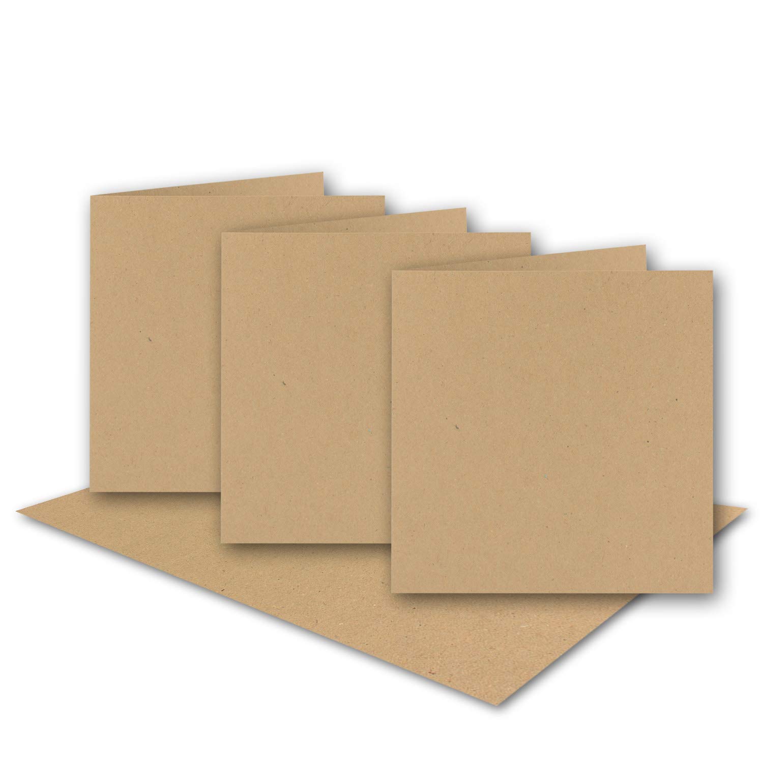 Square Folding Cards of sand-brown | 15.7 cm Kraft Paper Blank Double Cards Made of Recycled Paper | Environment series 50 Karten 19 Quadratische-Doppelkarten