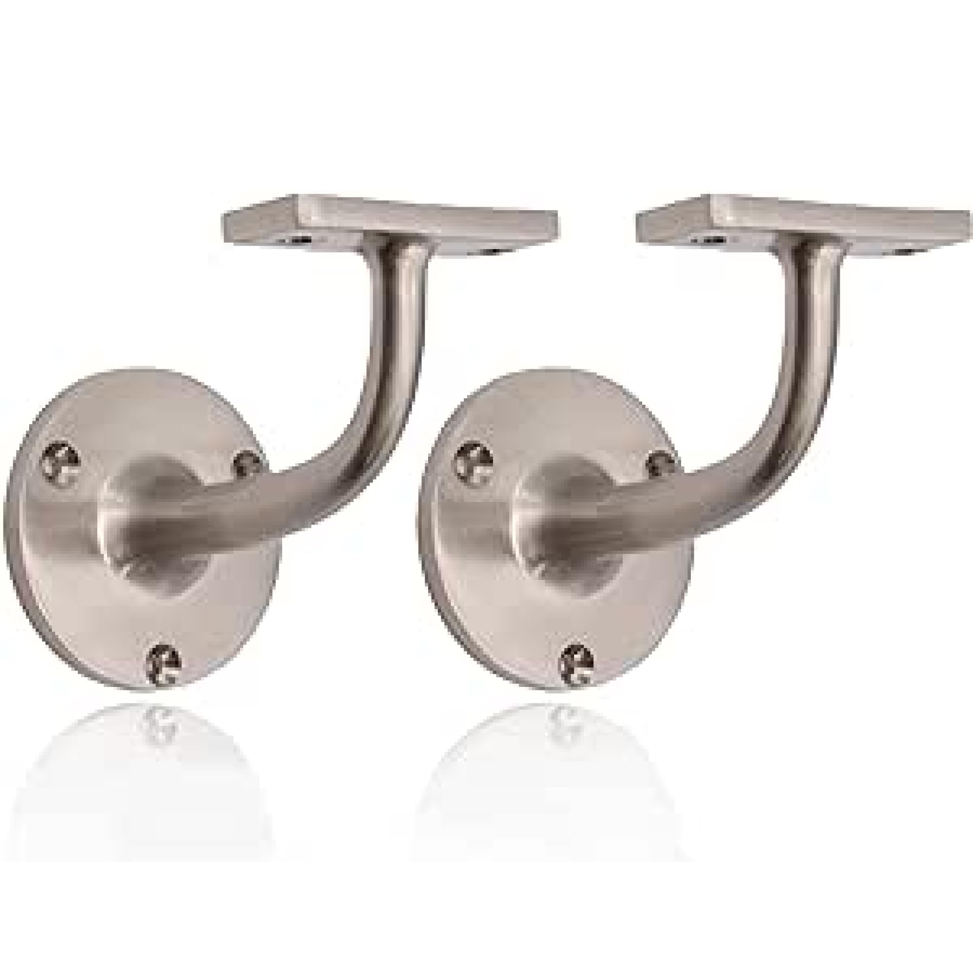 Satin Nickel Handrail Brackets for Stair Bannister Handrail Wood and Steel Handrail - Pack of 2