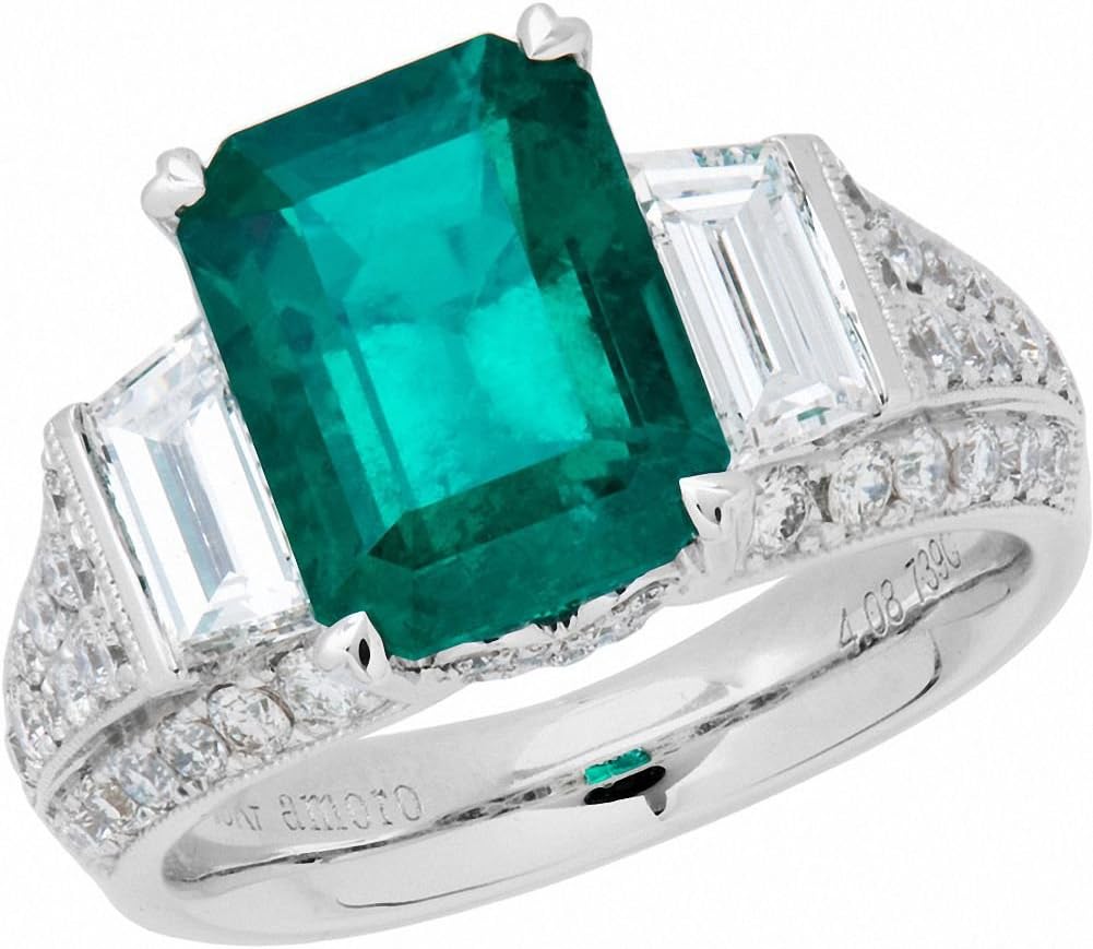 18k White Gold Colombian Emerald Ring and Diamond Ring (1.86 cttw, G-H Color,VS2-SI1 Clarity)