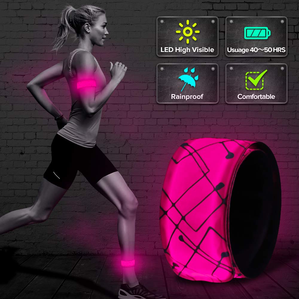 ELANOX LED Armband Light Strip for Sports Outdoor Reflective Band Safety Light Slap Band for Cycling Jogging